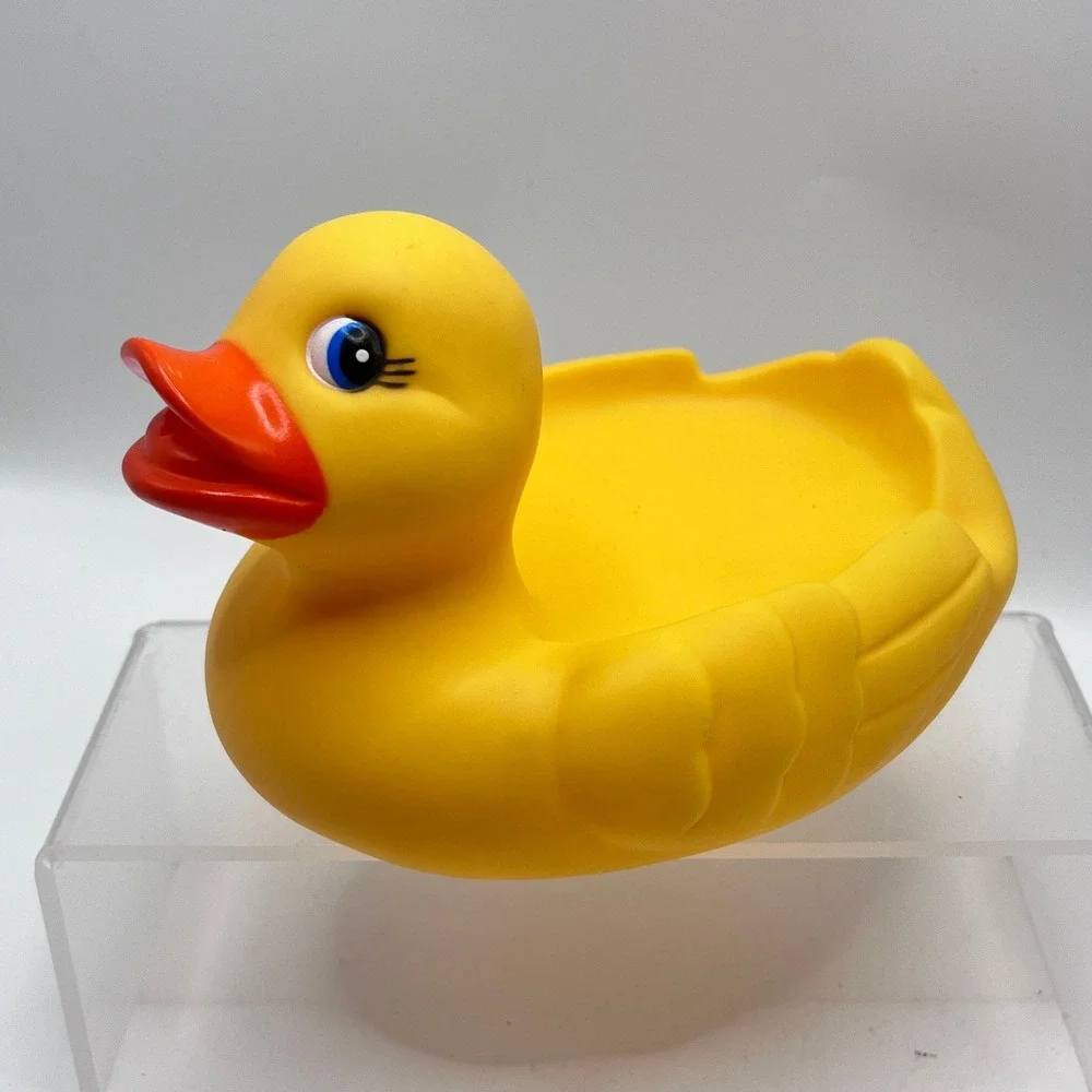 Yellow Rubber Duck Floating Soap Holder Bath Tub Accessory Toy Decor